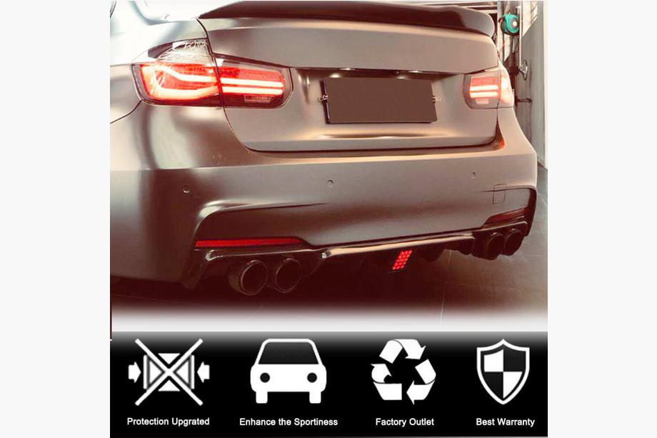 BMW 3 Serie F30/F31 2012–2019 Achterbumper diffuser V2 (voor F30 M-Sport, carbon) Foto 18
