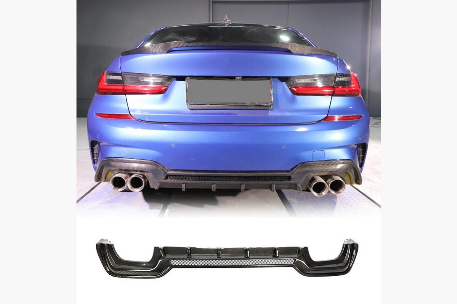 BMW 3 Serie G20/G21 2018– Achterbumperdiffuser V2 (voor M-Sport 2018-2022, carbon) Foto 1