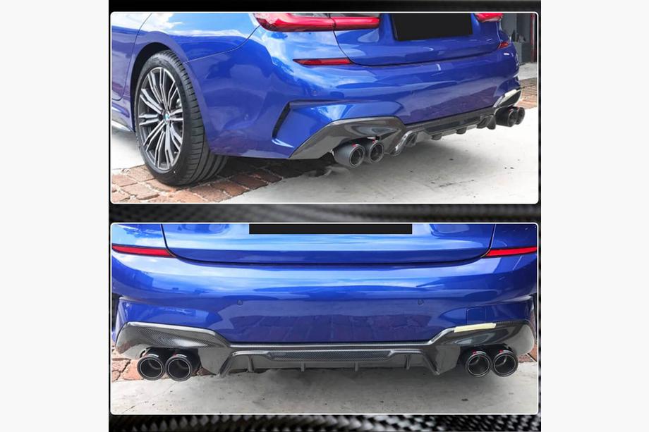 BMW 3 Serie G20/G21 2018– Achterbumper diffuser V7 (voor M-Sport 2018-2022, carbon) Foto 3