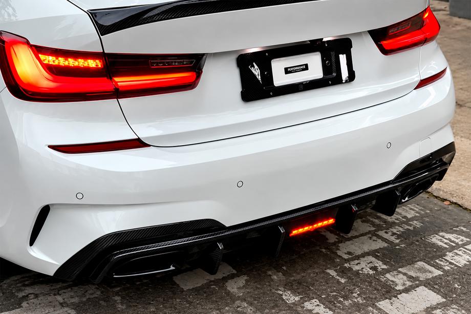 BMW 3 Serie G20/G21 2018– Achterbumper diffuser V6 (voor M-Sport 2018-2022, carbon) Image