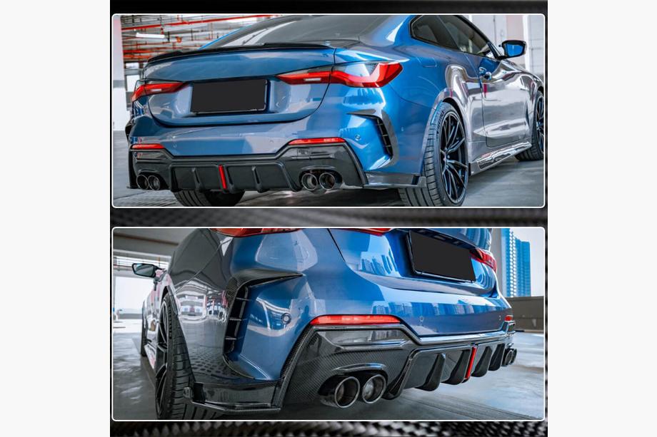BMW 4-serie G22/23/26 2020– Achterbumperdiffuser V3 (voor G22/G23 M-Sport, carbon) Foto 4