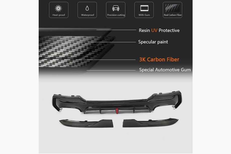 BMW 4-serie G22/23/26 2020– Achterbumperdiffuser V3 (voor G22/G23 M-Sport, carbon) Foto 5