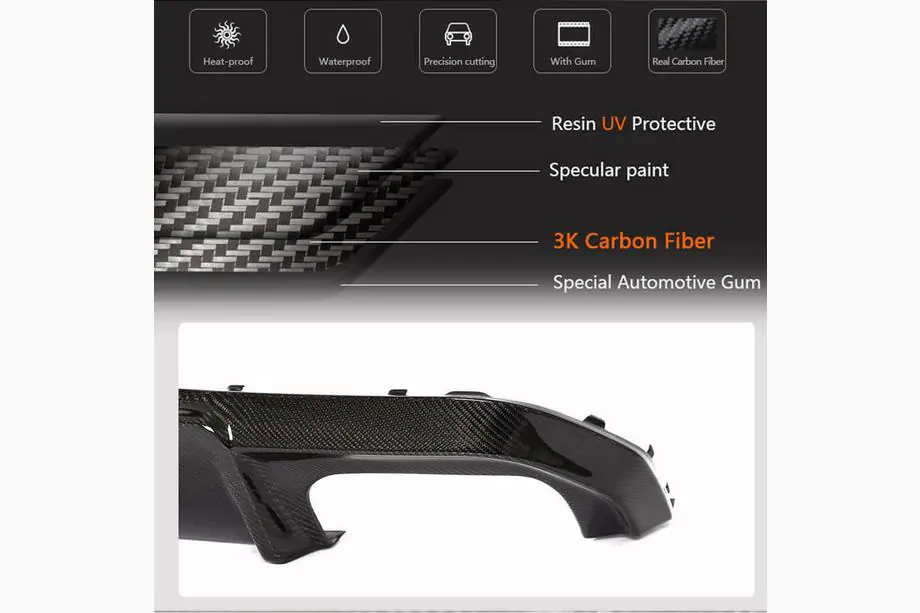 BMW 4-serie G22/23/26 2020– Achterbumper diffuser V2 (voor G26 M-Sport, carbon) Foto 4