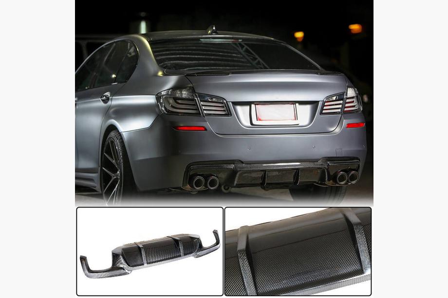 BMW 5 Serie F10/F11 2010–2016 Achterbumper diffuser V1 (voor F10 M-Sport, carbon) Foto 2