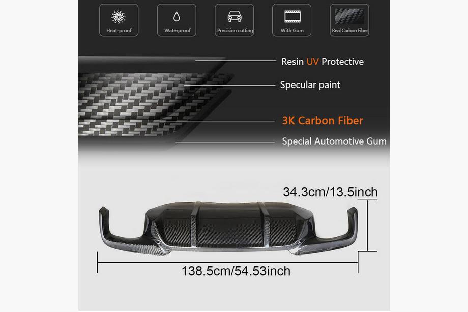BMW 5 Serie F10/F11 2010–2016 Achterbumper diffuser V1 (voor F10 M-Sport, carbon) Foto 4