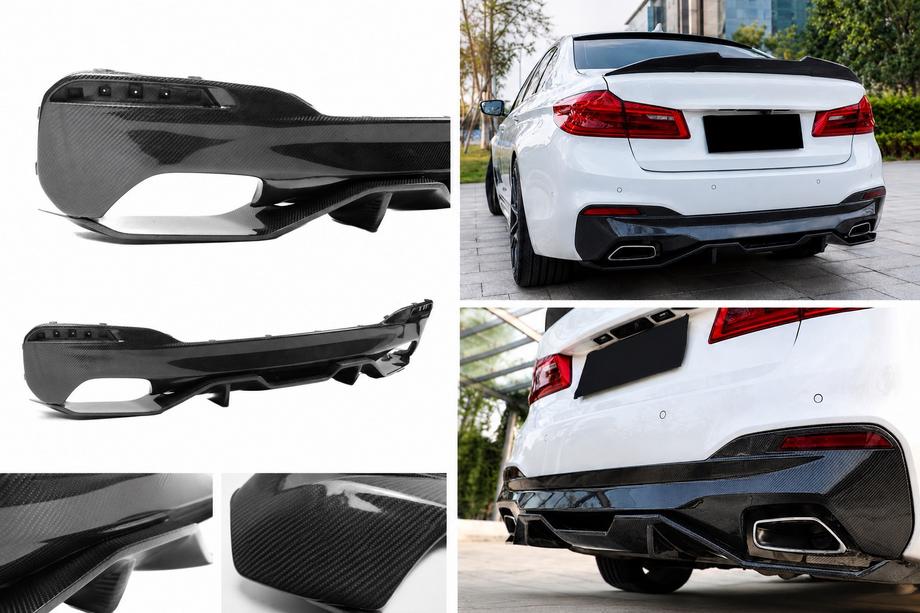 BMW 5 Serie G30/G31 2017–2023 Achterbumperdiffuser V4 (voor M-Sport/M5 F90, carbon) Image