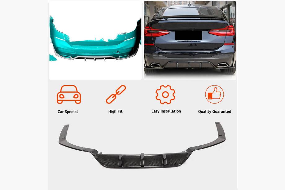 BMW 6-serie G32 2017– Achterbumper diffuser V2 (voor M-Sport 2017-2020, carbon) Foto 2