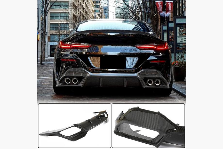 BMW 8-serie G14/G15/G16 2018– Achterbumper diffuser V2 (voor G16 M-Sport, carbon) Foto 1