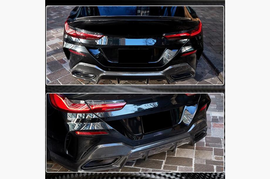 BMW 8-serie G14/G15/G16 2018– Achterbumper diffuser V2 (voor G16 M-Sport, carbon) Foto 5