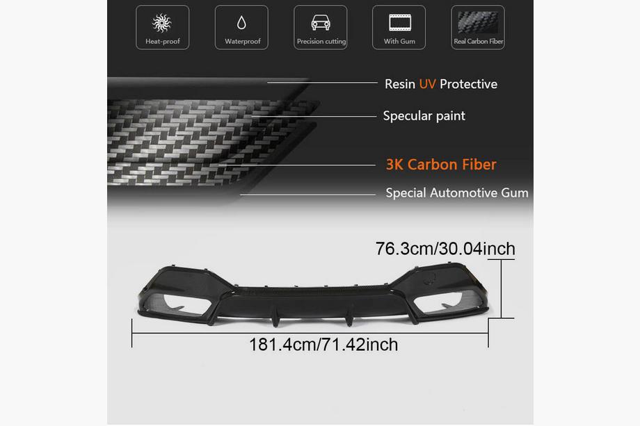 BMW 8-serie G14/G15/G16 2018– Achterbumper diffuser V2 (voor G16 M-Sport, carbon) Foto 6