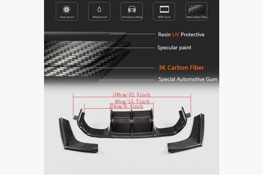 BMW 4 Serie F32/F33/F36 2012–2020 Achterbumper diffuser V6 (voor F82/F83, carbon) Foto 6