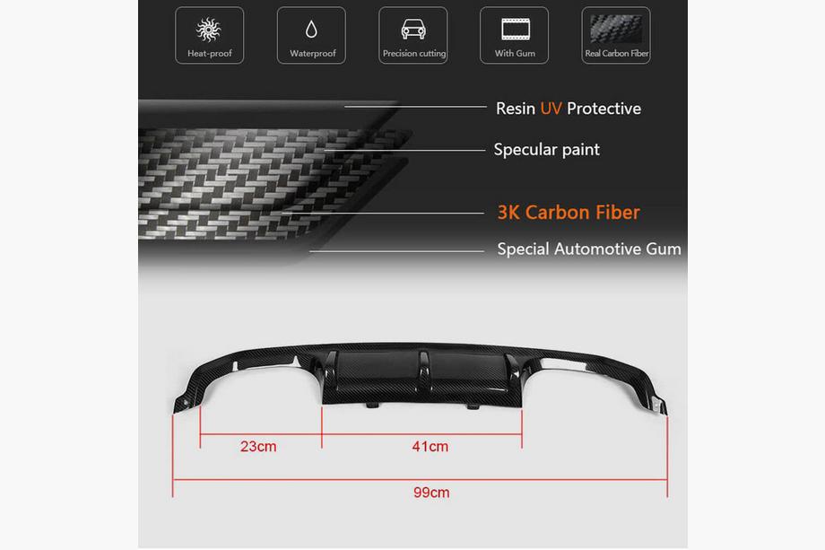 BMW 4 Serie F32/F33/F36 2012–2020 V8 achterbumper diffuser (voor F82/F83, carbon) Foto 6