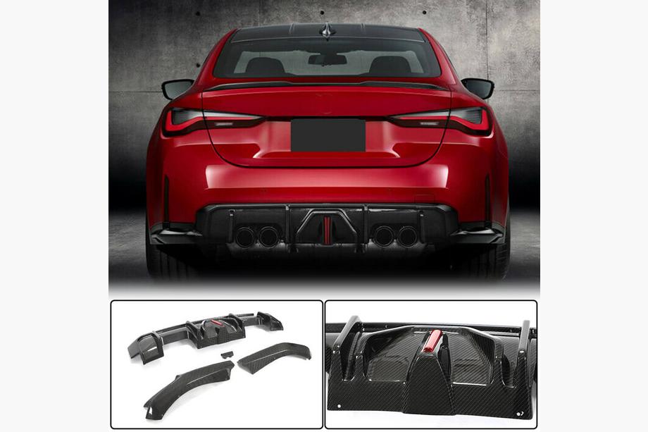 BMW 4-serie G22/23/26 2020– Achterbumper diffuser Dry Carbon V5 (voor G82/G83 2021+) Image