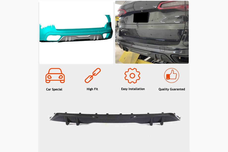 BMW X5 G05 2019–2026 Achterbumper diffuser V1 (2018-2022, echt carbon) Foto 2