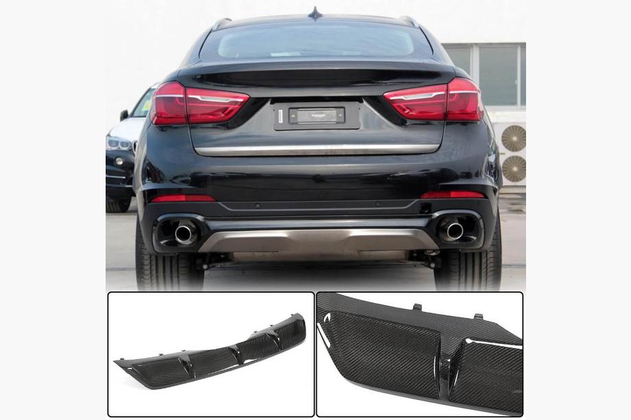 BMW X6 F16 2014–2019 Achterbumper diffuser V1 (voor Base, carbon) Image