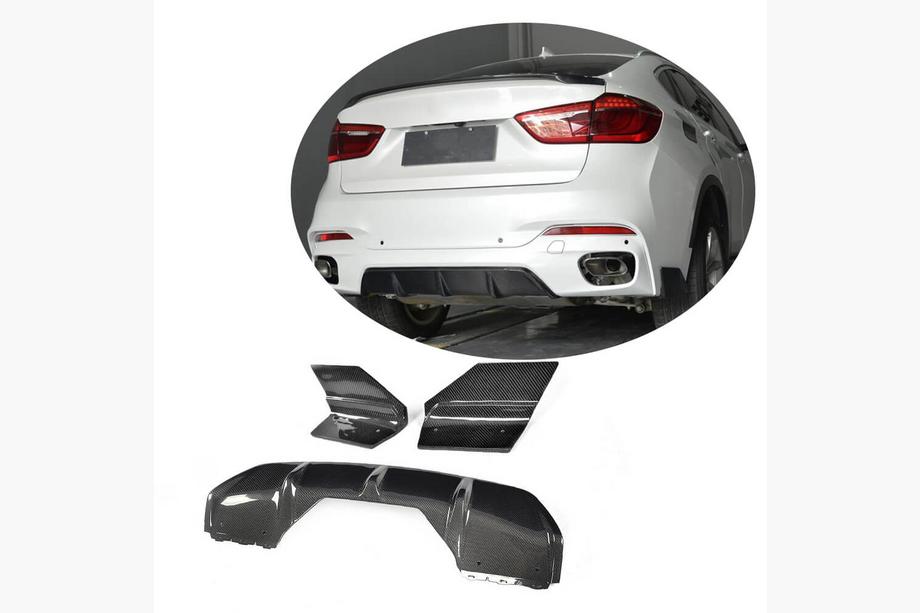 BMW X6 F16 2014–2019 Achterbumperdiffuser V1 (voor M-Sport, carbon) Image