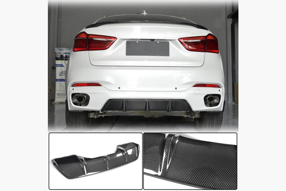 BMW X6 F16 2014–2019 Achterbumper diffuser V2 (voor M-Sport, carbon) Image