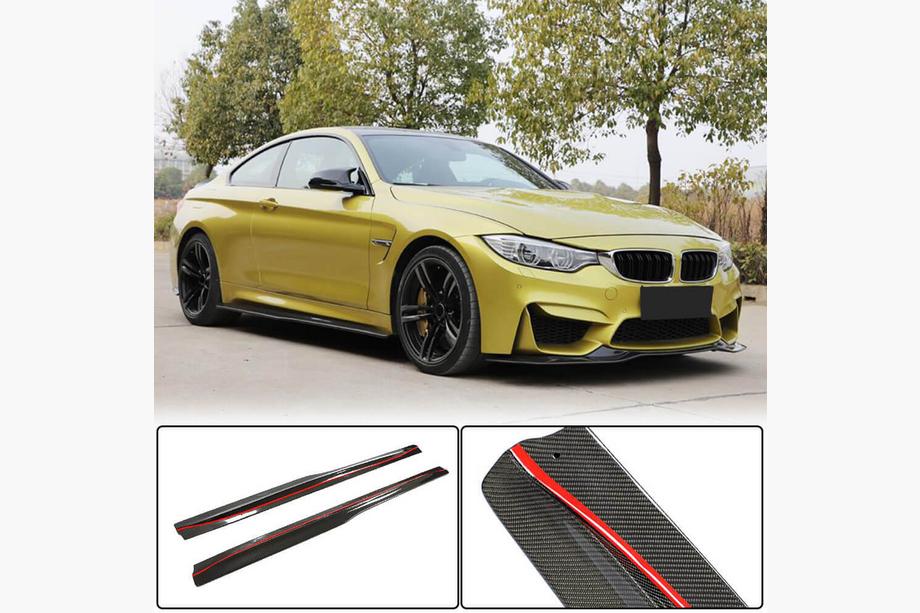 BMW 4 Serie F32/F33/F36 2012–2020 V3 side skirt extensions (voor F82/F83, carbon) Image