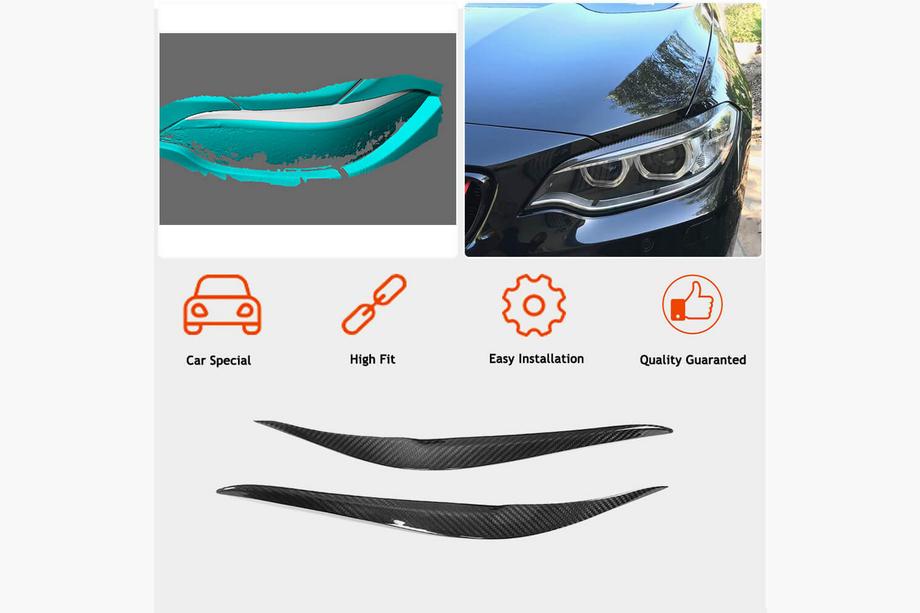 BMW 2-serie F22/F23 2014–2021 Koplampwimpers (Carbon) Foto 2