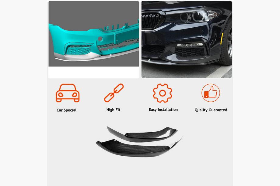 BMW 5 Serie G30/G31 2017–2023 Carbon frontbumper flaps V4 (voor M-Sport 2017-2020) Foto 2