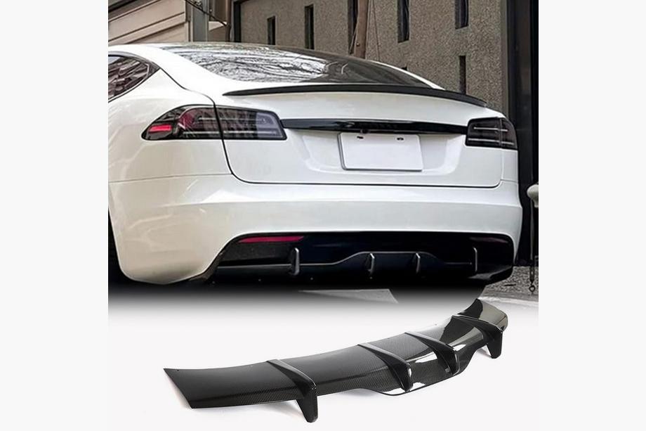 Tesla Model S 2012– Achterbumper diffuser (voor Plaid 2021+, carbon) Image