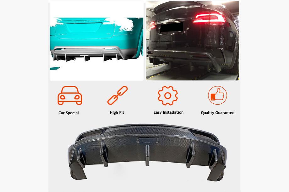 Tesla Model X 2015– Achterbumper diffuser Carbon V1 (2016-2020) Foto 2