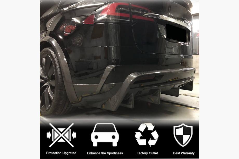 Tesla Model X 2015– Achterbumper diffuser Carbon V1 (2016-2020) Foto 3
