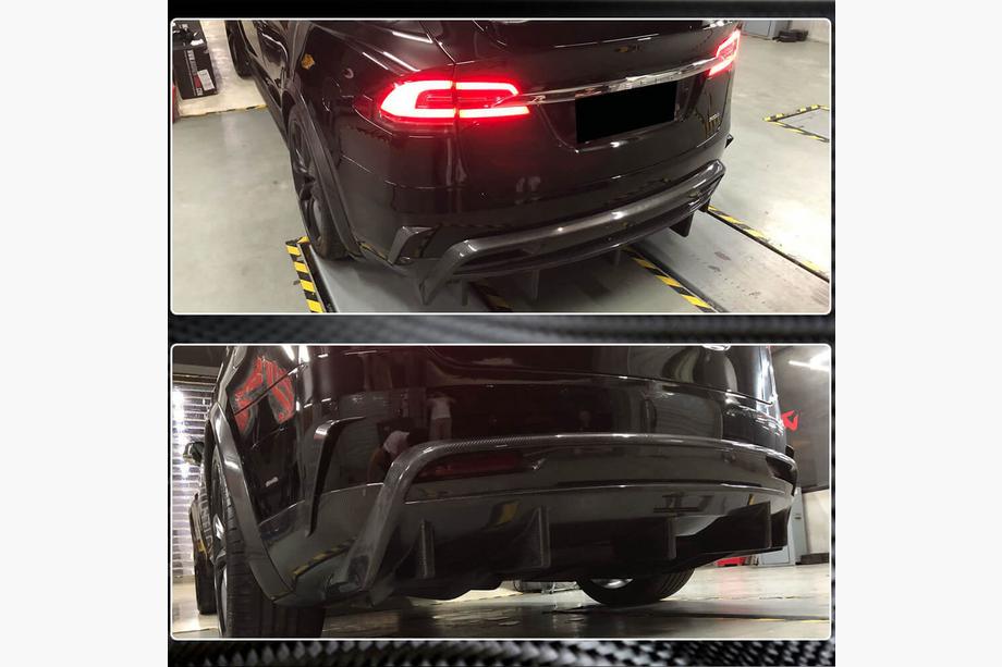Tesla Model X 2015– Achterbumper diffuser Carbon V1 (2016-2020) Foto 4