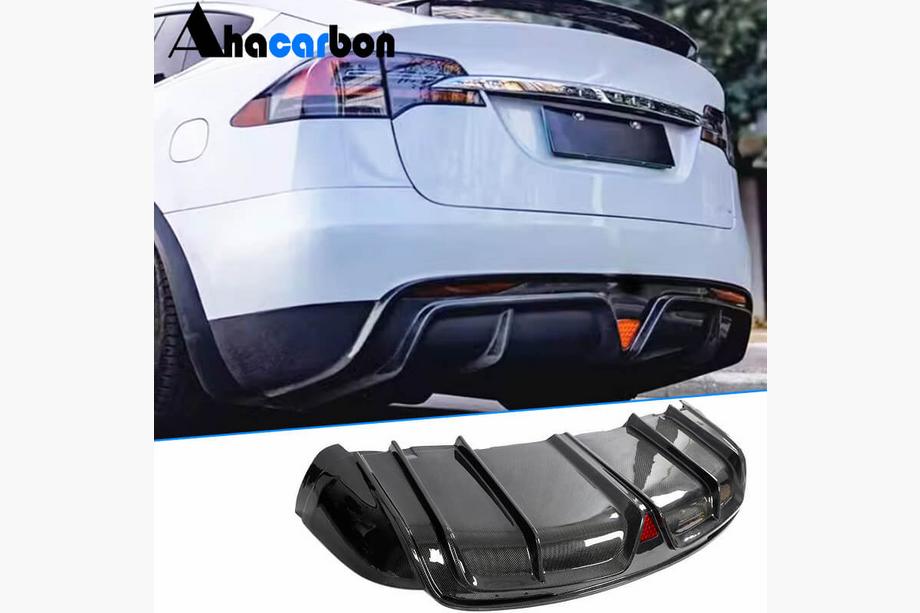 Tesla Model X 2015– Achterbumper diffuser (voor Plaid 2021-2025, carbon) Foto 1