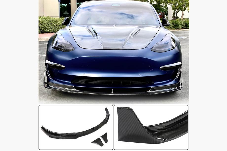 Tesla Model 3 2017– Voorbumper lip Lip V3 (2017-2023, carbon) Image