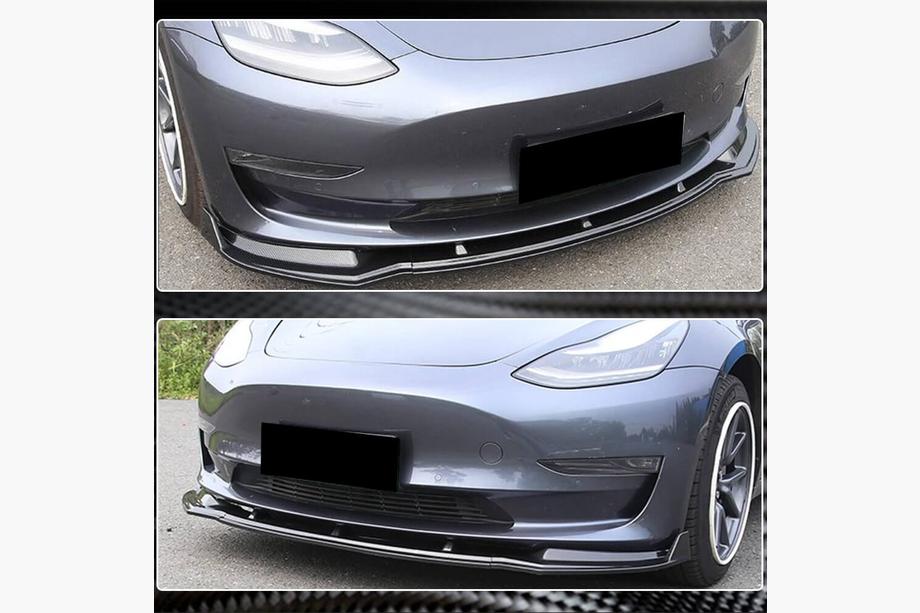 Tesla Model 3 2017– Frontlip voor voorbumper Lip V5 (2017-2023, Carbon) Foto 4