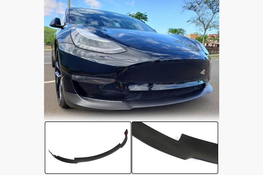 Tesla Model 3 2017– Front bumper lip Lip V6 (2017-2023, carbon) Image