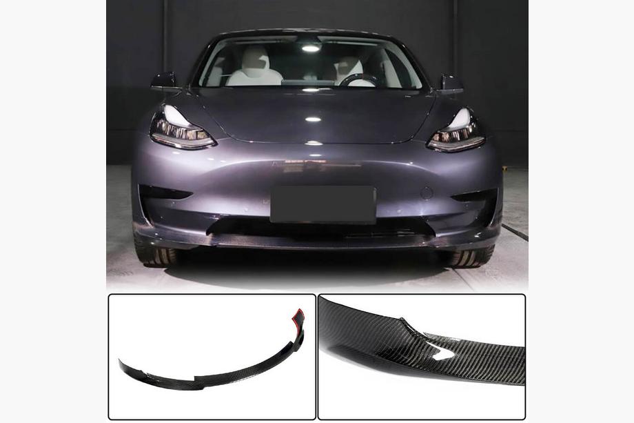 Tesla Model 3 2017– Frontbumper lip Lip V7 (2017-2023, carbon) Image