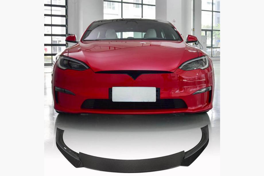 Tesla Model S 2012– Voorbumper lipspoiler Lip V1 (2021+, Carbon) Image