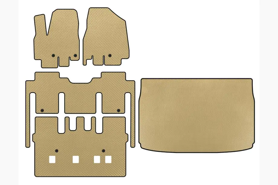 Kia Sedona 2014–2020 EVA vloermattenset interieur (complete set, 8-zits, beige) Foto 1