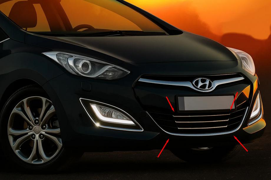 Hyundai I-30 2012–2017 RVS sierlijsten voor onderste grille en rondom STYLE Foto 1