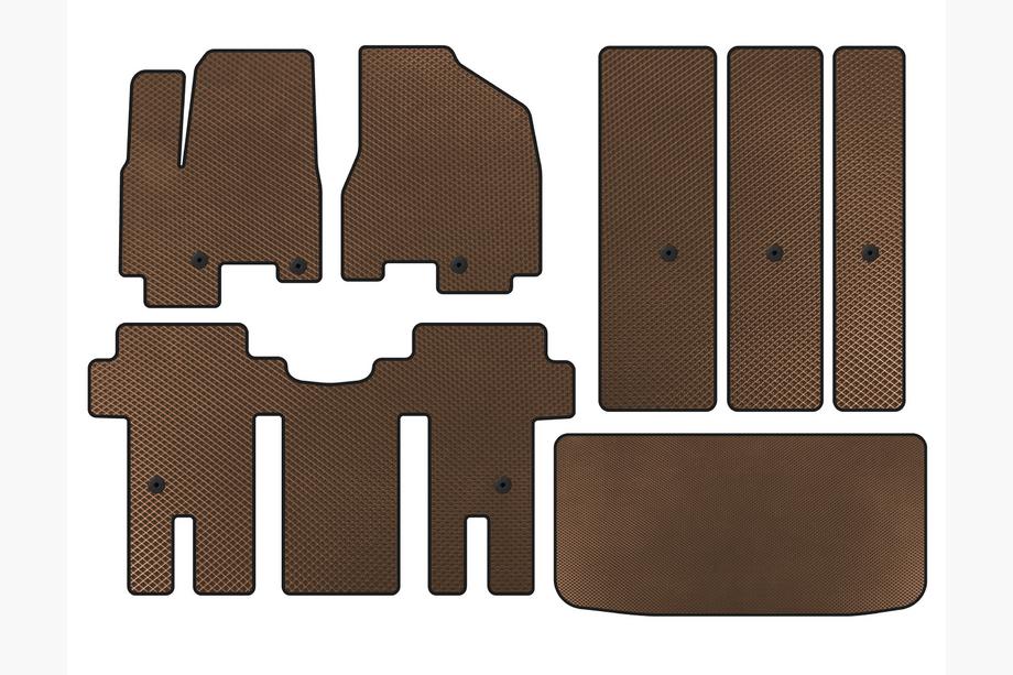 Kia Carnival 2014–2020 EVA vloermatten (complete set voor interieur, bruin) Image