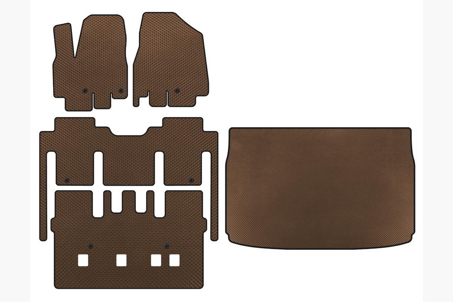 Kia Sedona 2014–2020 EVA automatten (complete set interieur, 8-zits, bruin) Image