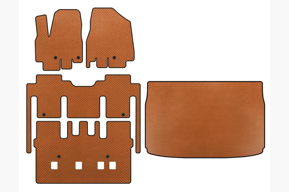 Kia Sedona 2014–2020 EVA automatten (volledige interieurset, 8-zits, oranje) Image
