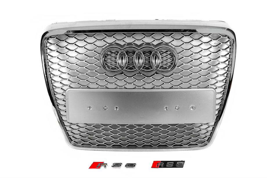 Audi A6 C6 2004–2011 RS-stijl frontgrille (grijs met chroom) Image
