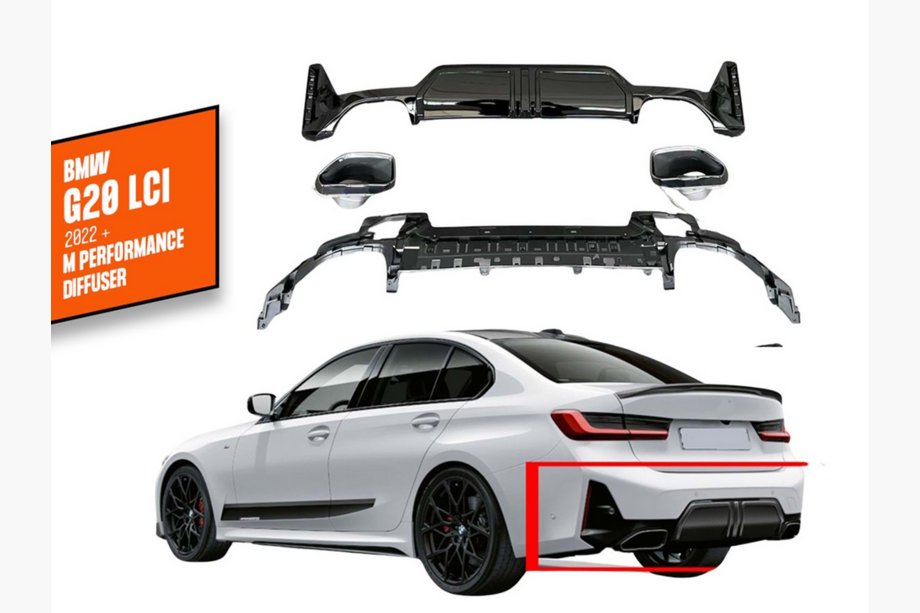 BMW 3 Serie G20/G21 2018– Achterdiffuser met uitlaatsierstukken DPT (2022+, M-Perfomance) Image