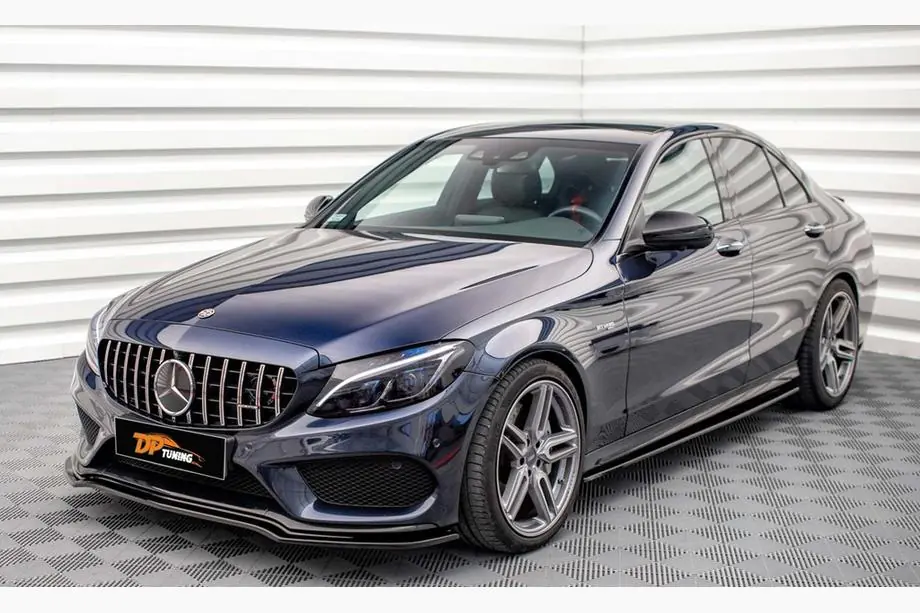 Mercedes C-klasse W205 2014–2021 DPT V2 frontlip voorbumper (2014-2018, alleen voor AMG-Line, hoogglans zwart) Image