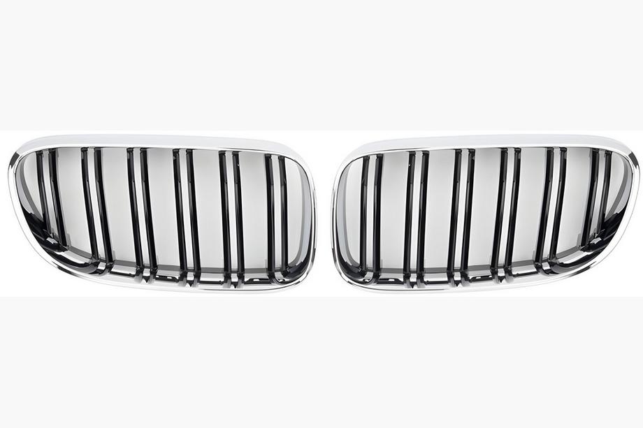 BMW 3-serie E92/E93 2006–2013 M-Look niergrilles (voor 2010-2013, glanzend zwart met chromen rand) Foto 2