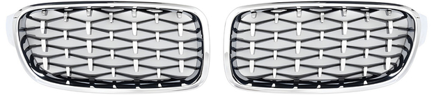 BMW 3 Serie F30/F31 2012–2019 Nierengrille Diamond Silver (chroomrand) foto 2