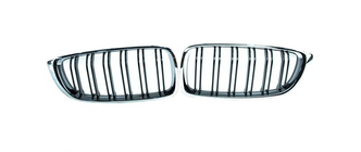 BMW 4 Serie F32/F33/F36 2012–2020 M-Look nierroosters (hoogglans zwart met chroomrand) foto 2