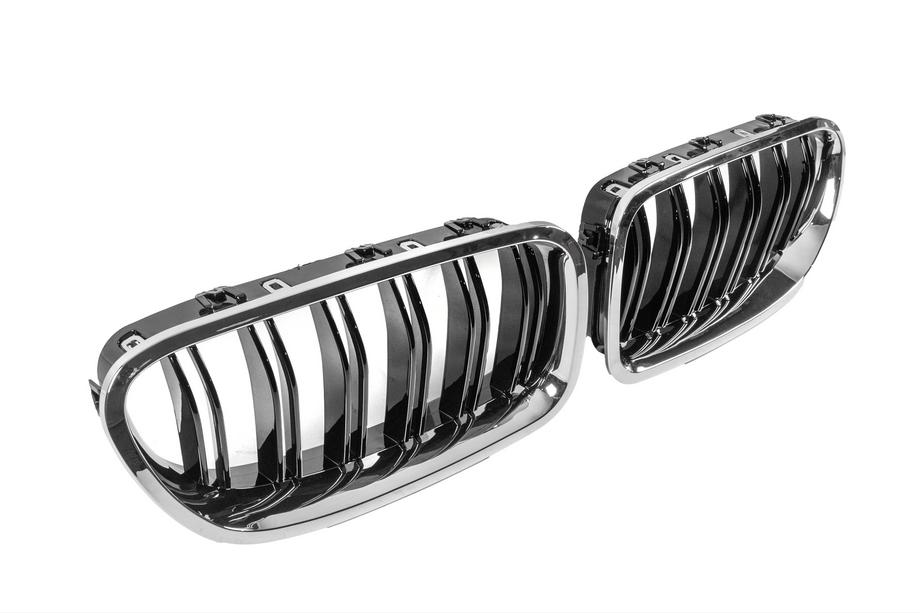 BMW 5 Serie F10/F11 2010–2016 M-Look nierroosters (hoogglans zwart met chroomrand) Foto 5