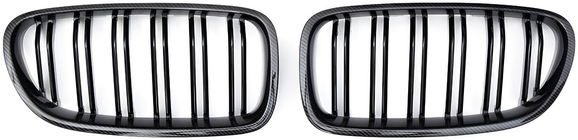 BMW 5 Serie F10/F11 2010–2016 M-Look nierengrilles (glans zwart met carbon hydroprint) foto 2