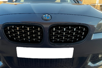 BMW 5 Serie F10/F11 2010–2016 Nierroosters Diamond Silver (zwarte rand) foto 1