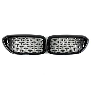 Niergrilles Diamond Silver V1 (2017-2020, zwarte omlijsting) BMW 5 Serie G30/G31 2017–2023 foto 2
