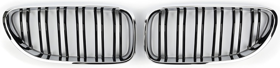 BMW 6-serie F12/F13/F06 2011–2018 M-Look nierroosters (hoogglans zwart met chroomrand) foto 2